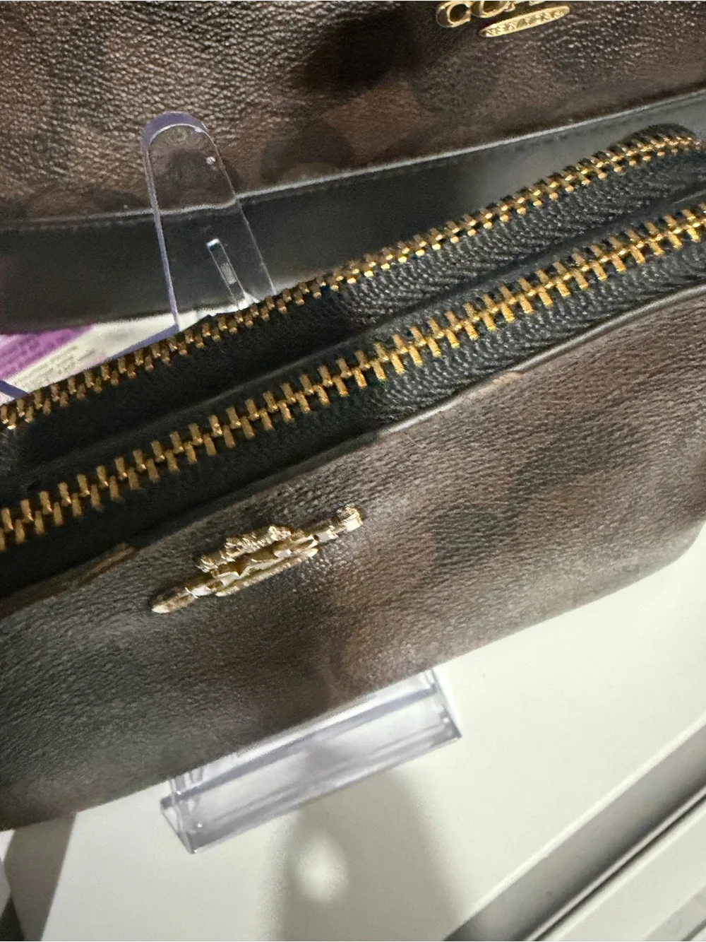 Coach Brown Signature Dome Satchel with Matching Wallet